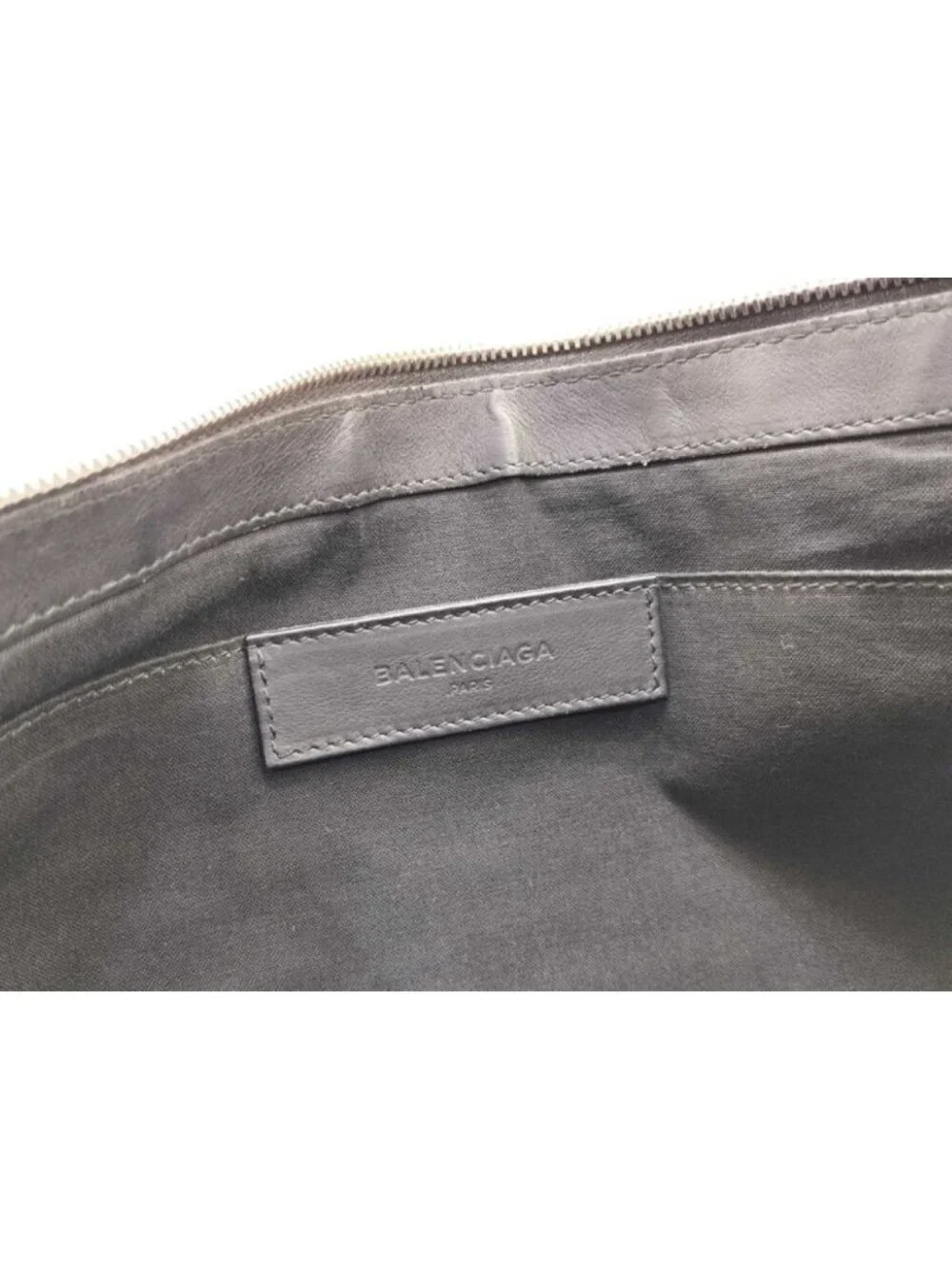 Balenciaga Clutch Navy Clip Black Leather Silver